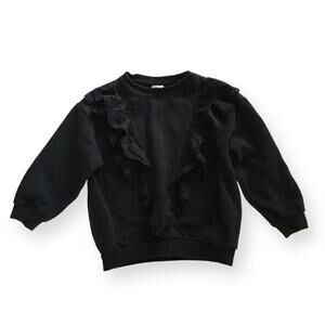 Zara navy eyelet ruffle sweatshirt